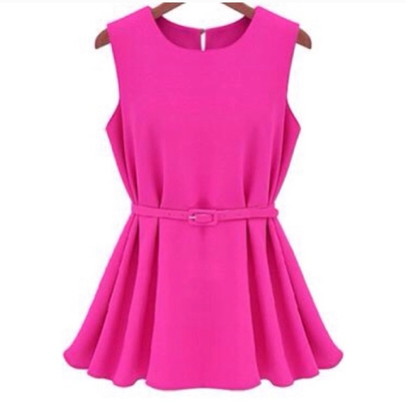 Tops - Pink Sleeveless Chiffon Blouse Multiple Sizes